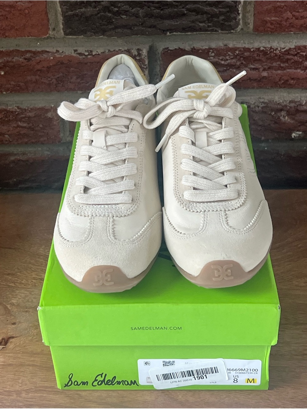 Sam Edelman Size 8 Isella Leather Logo Lace Up Sneakers